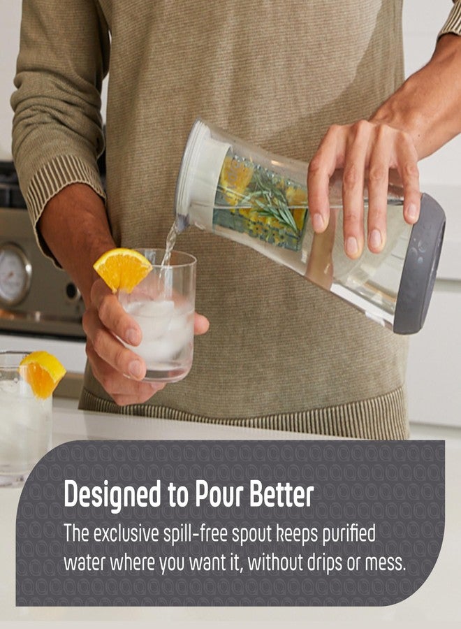 Hydros Water Filter Pitcher, 40 oz Slim Design, Patented Fast Flo Tech, Dishwasher Safe, Fills in Just 40 Seconds, BPA Free, 5 Cup Capacity, Grey - Image 3